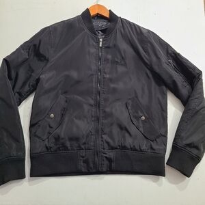 Mens Sz Medium - FOSSA Bomber Jacket Quilted Inside - Fall Winter Coat Black